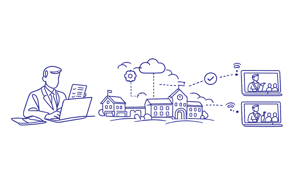 School Leadership Connecting Campus and Digital Classrooms